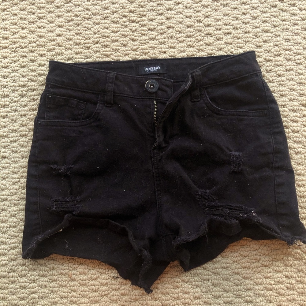 High waisted distressed shorts